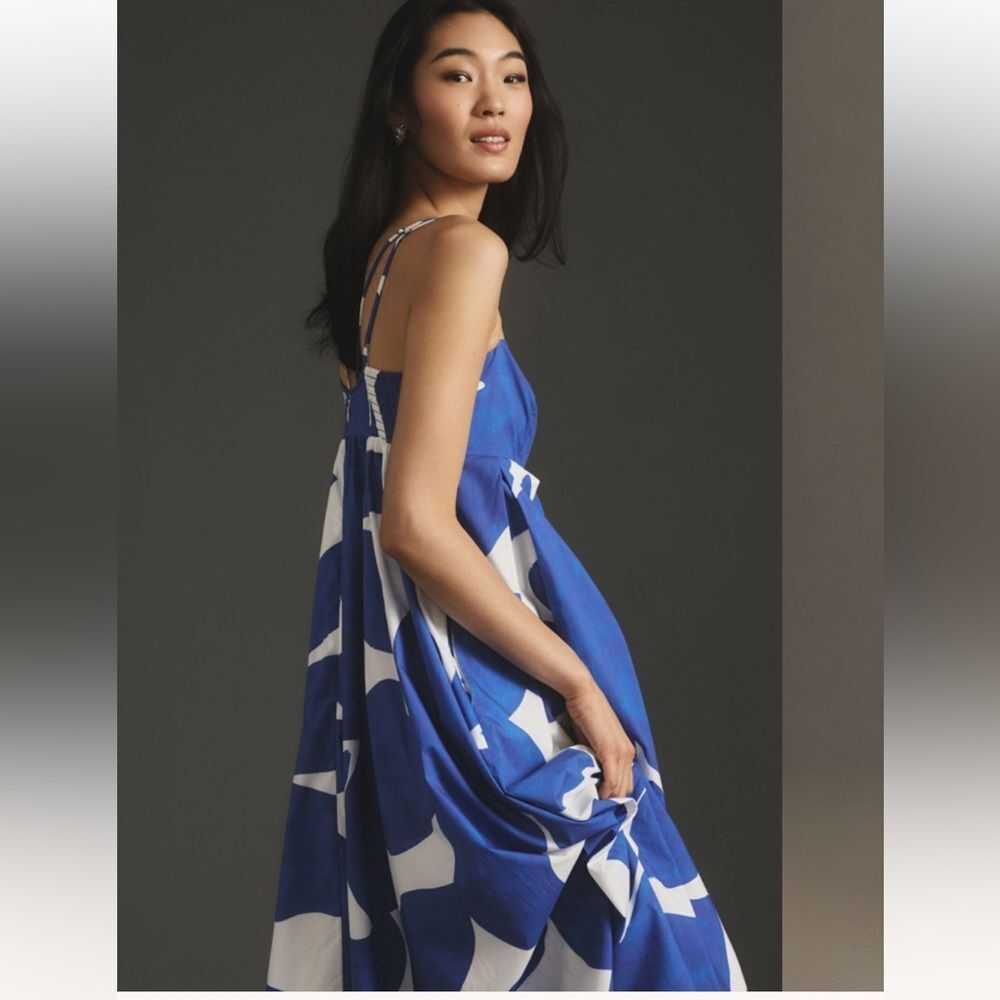 Anthropologie Printed Babydoll Smock Maxi Dress